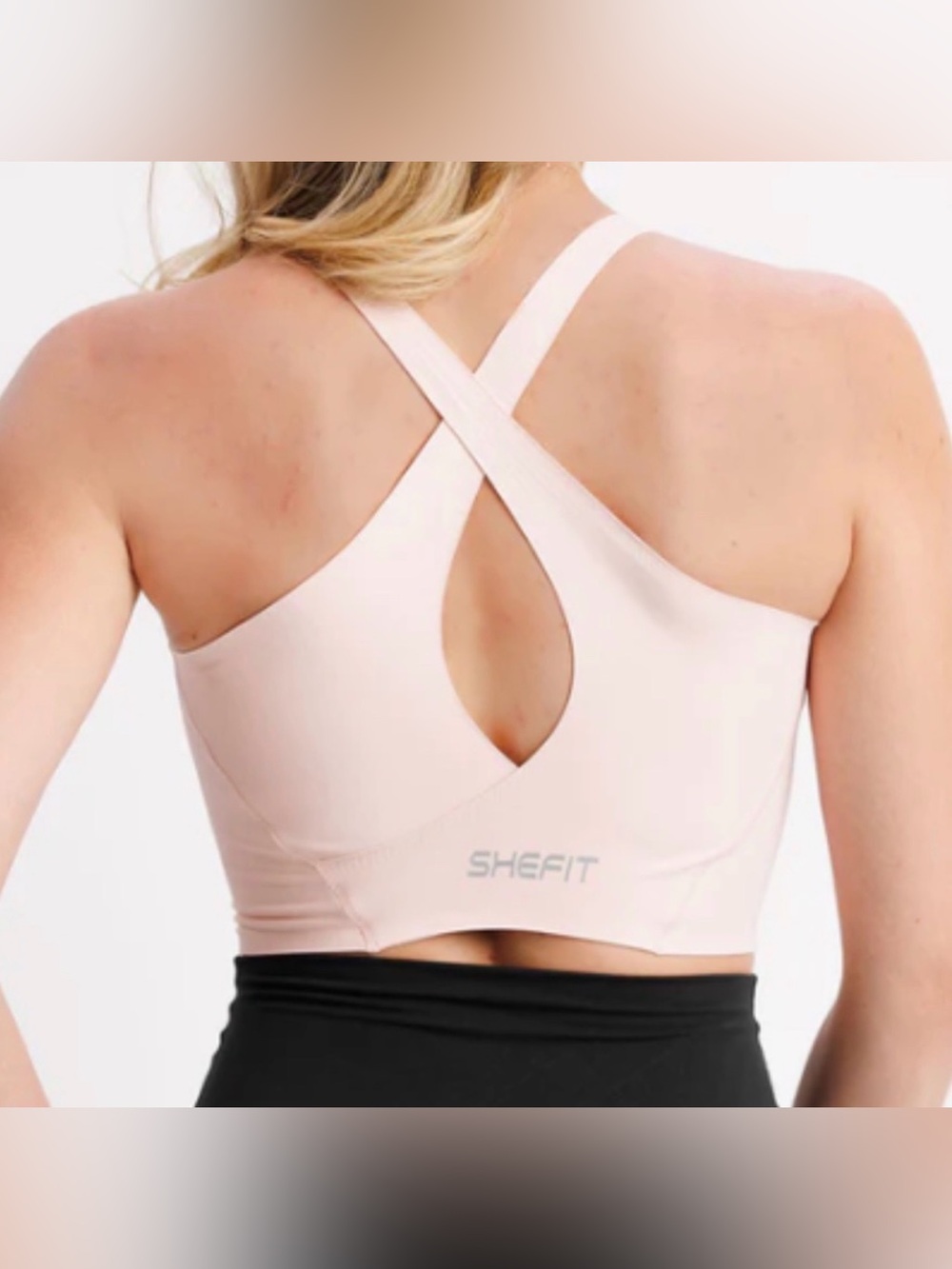 SHEFIT Light Pink Boss Longline Sports Bra sz luxe or large
